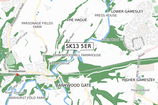 SK13 5ER map - small scale - OS Open Zoomstack (Ordnance Survey)