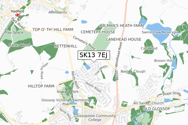 SK13 7EJ map - small scale - OS Open Zoomstack (Ordnance Survey)