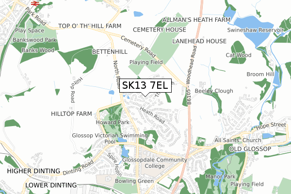 SK13 7EL map - small scale - OS Open Zoomstack (Ordnance Survey)