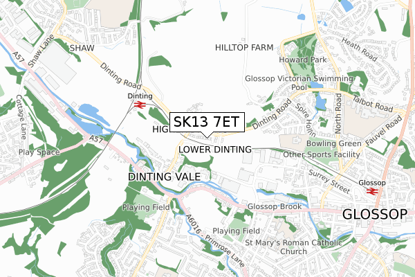 SK13 7ET map - small scale - OS Open Zoomstack (Ordnance Survey)