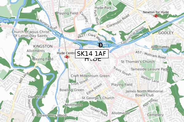 SK14 1AF map - small scale - OS Open Zoomstack (Ordnance Survey)