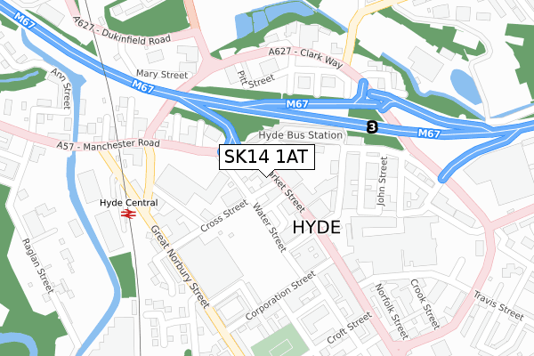 SK14 1AT map - large scale - OS Open Zoomstack (Ordnance Survey)