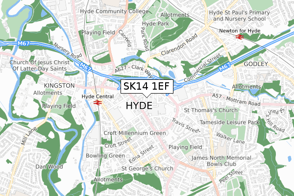 SK14 1EF map - small scale - OS Open Zoomstack (Ordnance Survey)