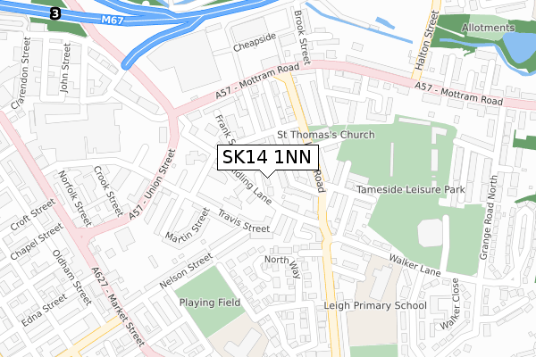 SK14 1NN map - large scale - OS Open Zoomstack (Ordnance Survey)