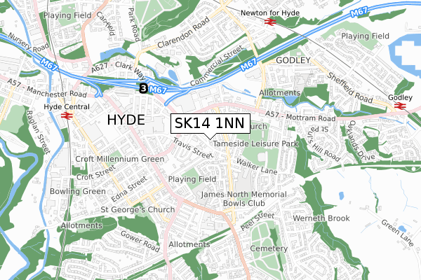 SK14 1NN map - small scale - OS Open Zoomstack (Ordnance Survey)