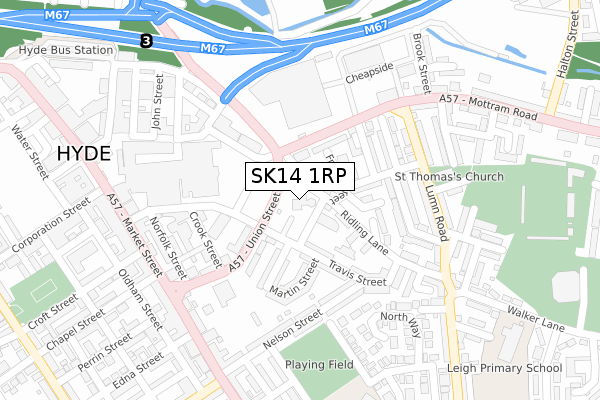 SK14 1RP map - large scale - OS Open Zoomstack (Ordnance Survey)