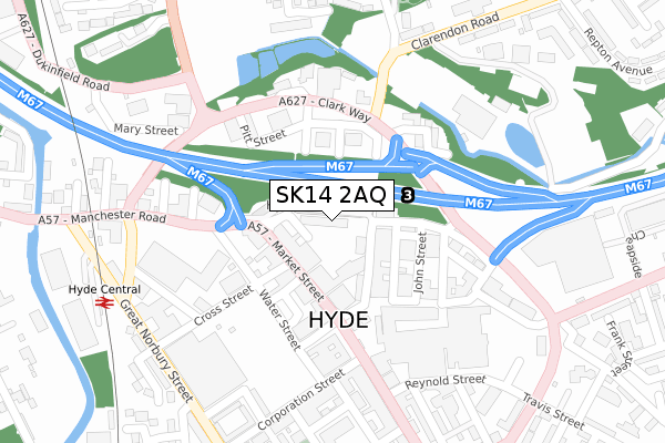 SK14 2AQ map - large scale - OS Open Zoomstack (Ordnance Survey)