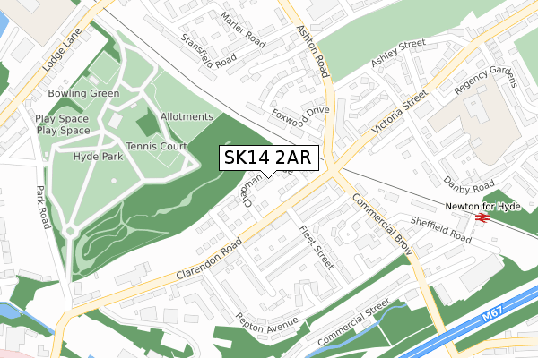 SK14 2AR map - large scale - OS Open Zoomstack (Ordnance Survey)