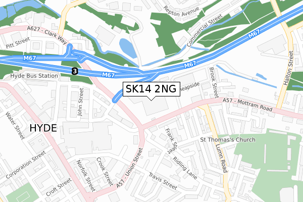 SK14 2NG map - large scale - OS Open Zoomstack (Ordnance Survey)