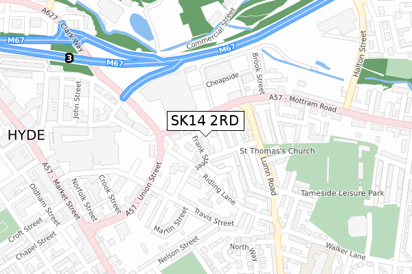 SK14 2RD map - large scale - OS Open Zoomstack (Ordnance Survey)
