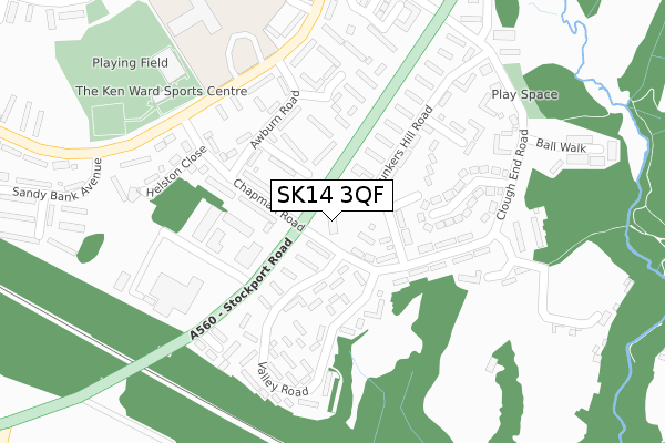 SK14 3QF map - large scale - OS Open Zoomstack (Ordnance Survey)