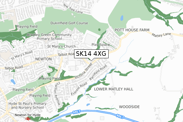 SK14 4XG map - small scale - OS Open Zoomstack (Ordnance Survey)