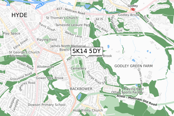 SK14 5DY map - small scale - OS Open Zoomstack (Ordnance Survey)