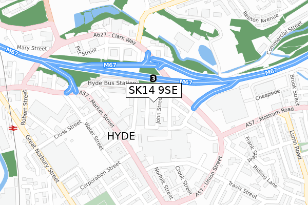 SK14 9SE map - large scale - OS Open Zoomstack (Ordnance Survey)