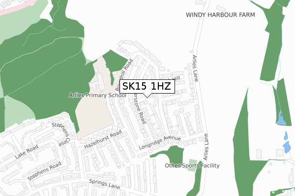 SK15 1HZ map - large scale - OS Open Zoomstack (Ordnance Survey)