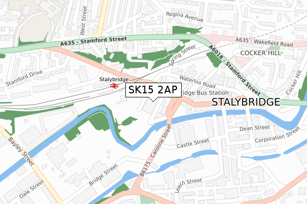 SK15 2AP map - large scale - OS Open Zoomstack (Ordnance Survey)