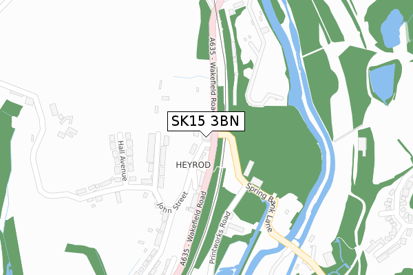 SK15 3BN map - large scale - OS Open Zoomstack (Ordnance Survey)