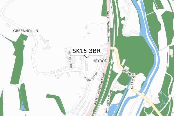 SK15 3BR map - large scale - OS Open Zoomstack (Ordnance Survey)