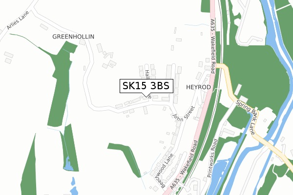 SK15 3BS map - large scale - OS Open Zoomstack (Ordnance Survey)