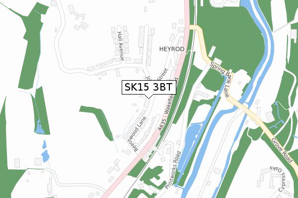 SK15 3BT map - large scale - OS Open Zoomstack (Ordnance Survey)