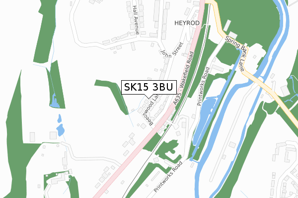 SK15 3BU map - large scale - OS Open Zoomstack (Ordnance Survey)