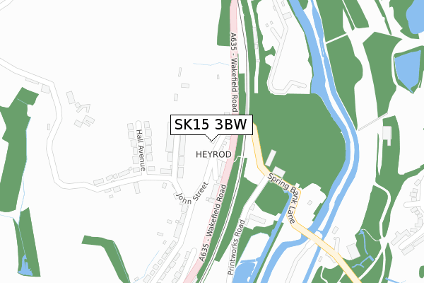 SK15 3BW map - large scale - OS Open Zoomstack (Ordnance Survey)