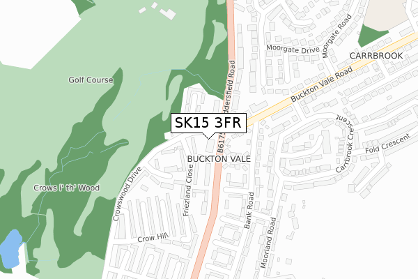 SK15 3FR map - large scale - OS Open Zoomstack (Ordnance Survey)