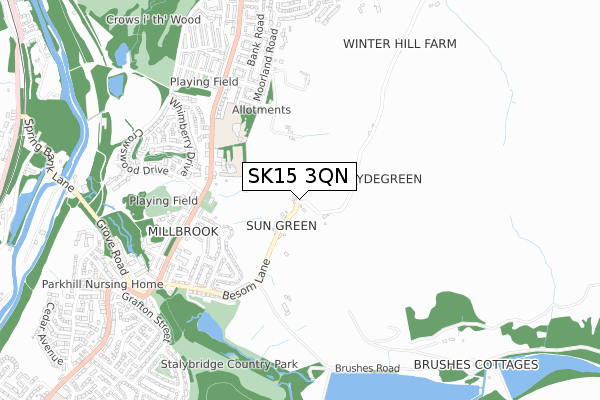 SK15 3QN map - small scale - OS Open Zoomstack (Ordnance Survey)