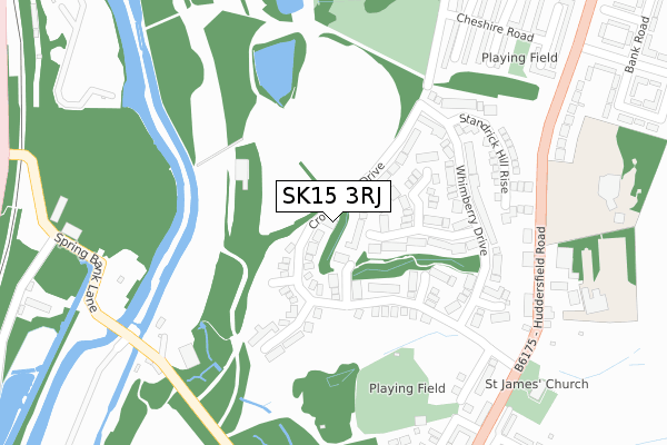 SK15 3RJ map - large scale - OS Open Zoomstack (Ordnance Survey)