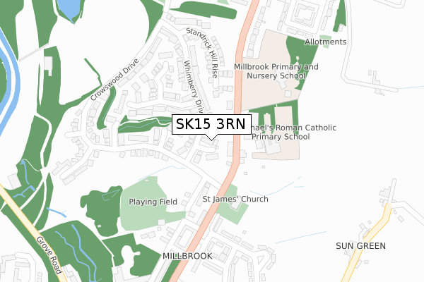 SK15 3RN map - large scale - OS Open Zoomstack (Ordnance Survey)