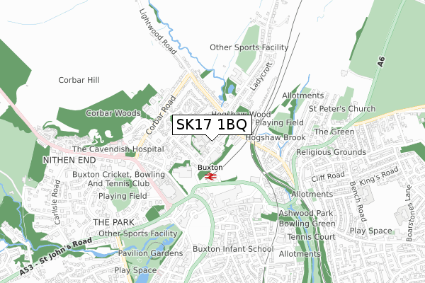 SK17 1BQ map - small scale - OS Open Zoomstack (Ordnance Survey)