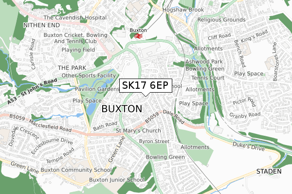 SK17 6EP map - small scale - OS Open Zoomstack (Ordnance Survey)