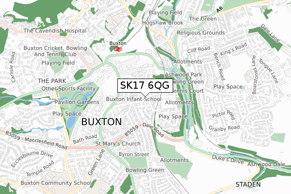 SK17 6QG map - small scale - OS Open Zoomstack (Ordnance Survey)