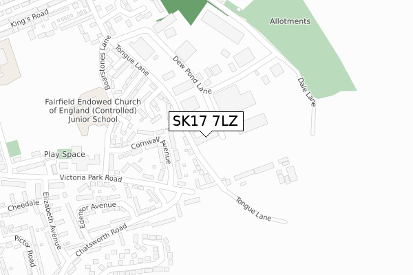 SK17 7LZ map - large scale - OS Open Zoomstack (Ordnance Survey)