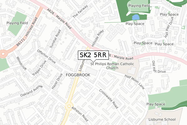 SK2 5RR map - large scale - OS Open Zoomstack (Ordnance Survey)