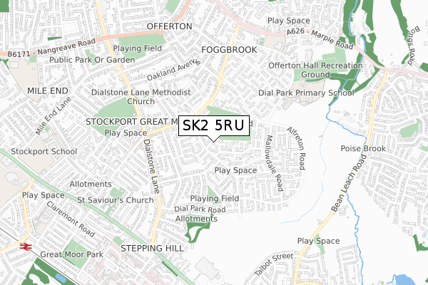 SK2 5RU map - small scale - OS Open Zoomstack (Ordnance Survey)