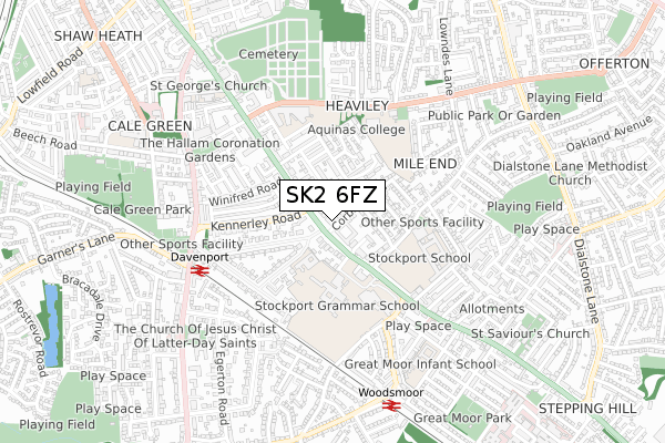 SK2 6FZ map - small scale - OS Open Zoomstack (Ordnance Survey)