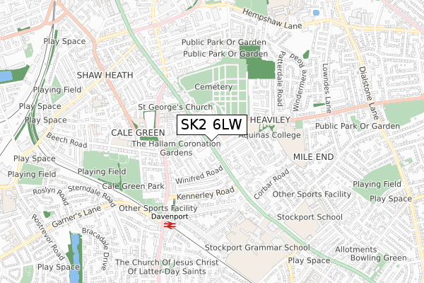 SK2 6LW map - small scale - OS Open Zoomstack (Ordnance Survey)