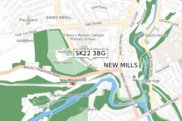 SK22 3BG map - large scale - OS Open Zoomstack (Ordnance Survey)