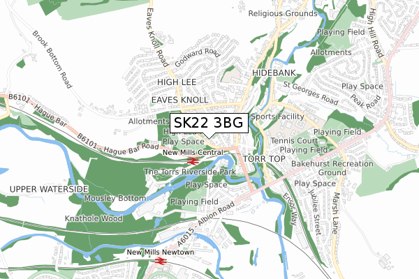 SK22 3BG map - small scale - OS Open Zoomstack (Ordnance Survey)