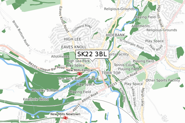 SK22 3BL map - small scale - OS Open Zoomstack (Ordnance Survey)