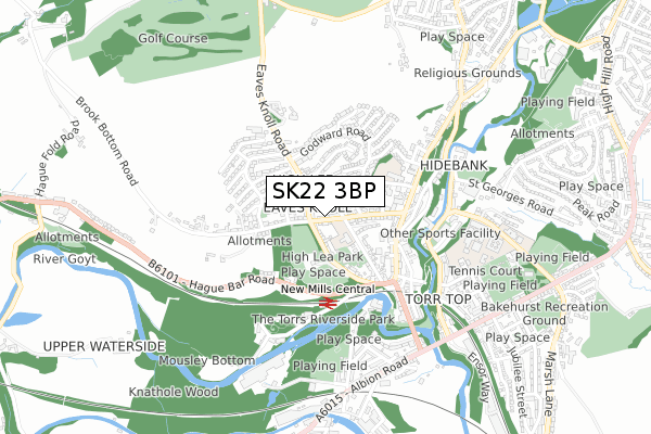 SK22 3BP map - small scale - OS Open Zoomstack (Ordnance Survey)