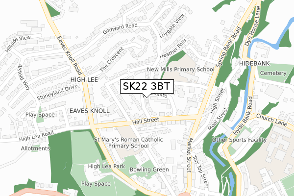 SK22 3BT map - large scale - OS Open Zoomstack (Ordnance Survey)