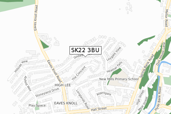 SK22 3BU map - large scale - OS Open Zoomstack (Ordnance Survey)