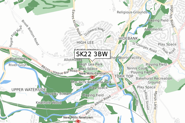 SK22 3BW map - small scale - OS Open Zoomstack (Ordnance Survey)