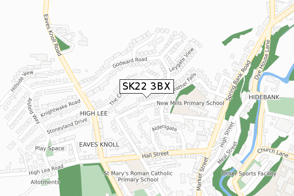SK22 3BX map - large scale - OS Open Zoomstack (Ordnance Survey)