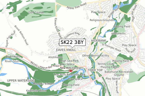 SK22 3BY map - small scale - OS Open Zoomstack (Ordnance Survey)