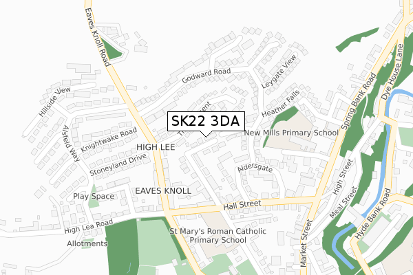 SK22 3DA map - large scale - OS Open Zoomstack (Ordnance Survey)