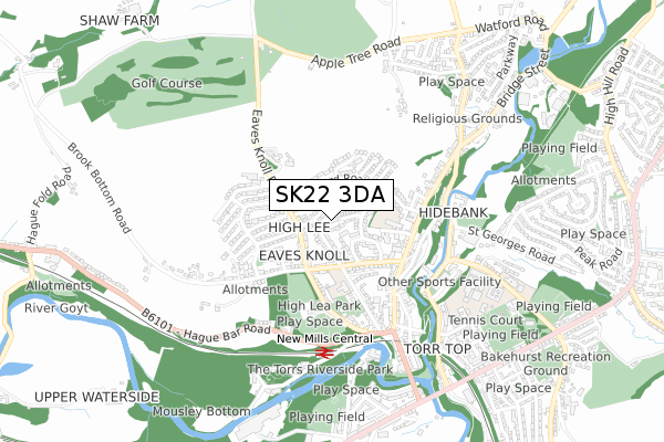 SK22 3DA map - small scale - OS Open Zoomstack (Ordnance Survey)