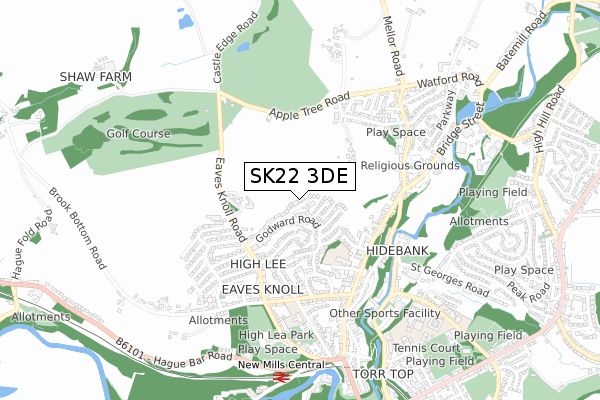 SK22 3DE map - small scale - OS Open Zoomstack (Ordnance Survey)